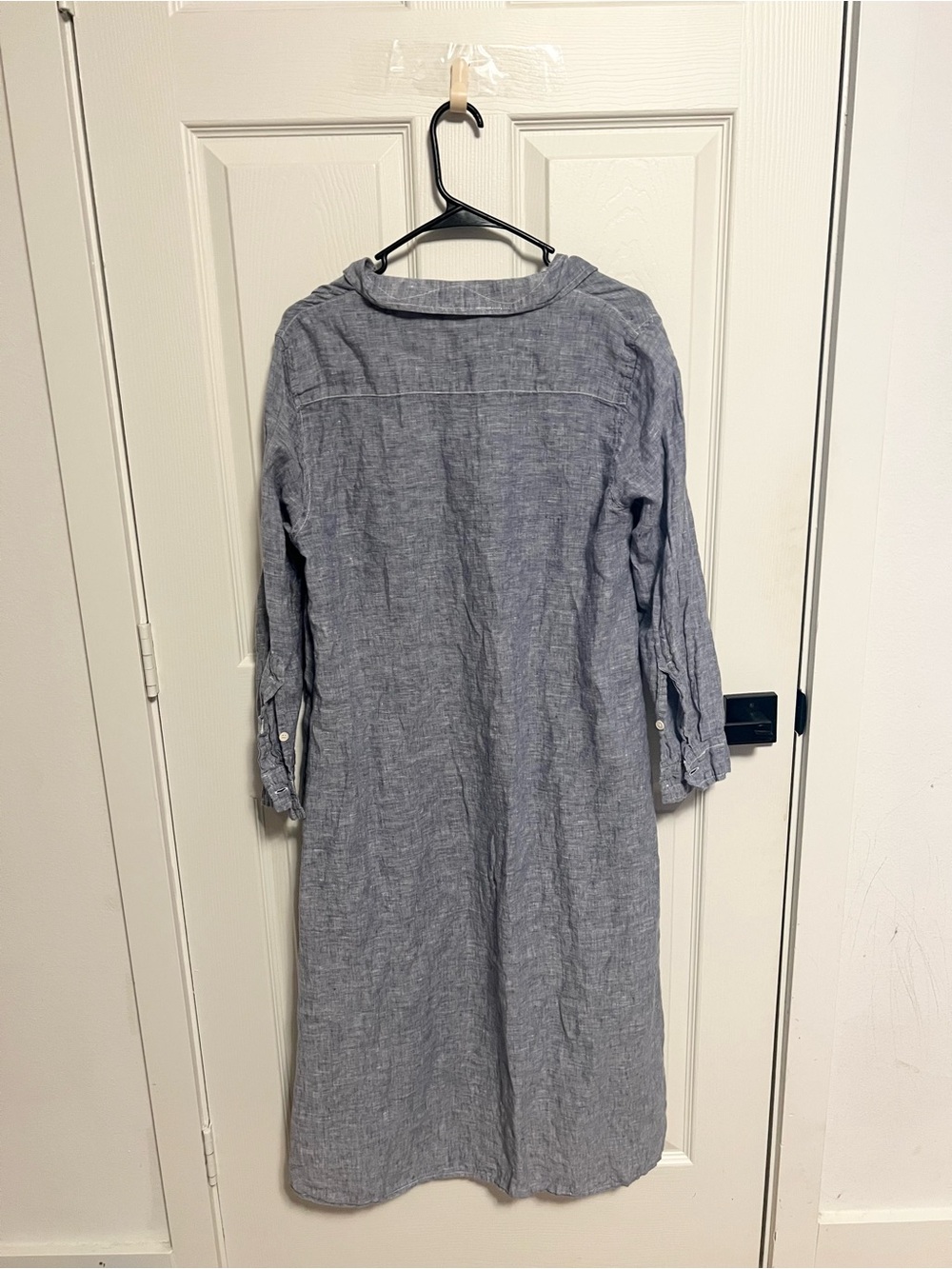 CP Shades Maxi Shirt Dress in Gray Chambray Size Large 100% Linen - Picture 6 of 8